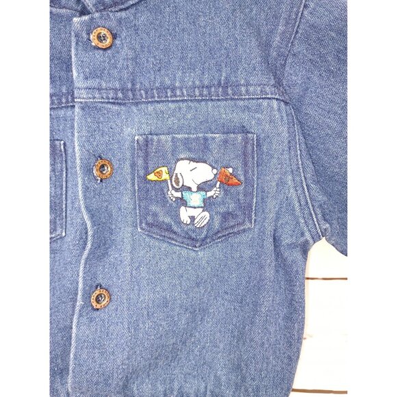1980s Vintage-Inspired Toddler Denim Jacket Peanuts Snoopy Design 24 Months 100% - Picture 5 of 8